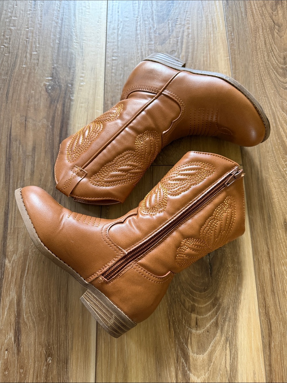 Steve Madden Girls' Brown Embroidered Pull-On Western Boots size 10c